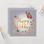 Happy Wedding Wenskaarten Kaart (Voorkant / Achterkant in situ)