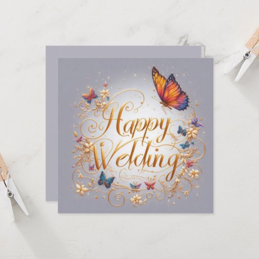 Happy Wedding Wenskaarten Kaart (Voorkant / Achterkant in situ)