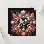Happy Wedding Wenskaarten Kaart (Voorkant / Achterkant in situ)