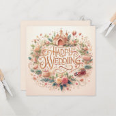 Happy Wedding Wenskaarten Kaart (Voorkant / Achterkant in situ)
