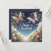 Happy Wedding Wenskaarten Kaart (Voorkant / Achterkant in situ)
