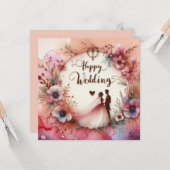 Happy Wedding Wenskaarten Kaart (Voorkant / Achterkant in situ)
