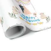 Happy Wedding Wrapping Paper – White Wedding Gift Cadeaupapier (Rol Hoek)