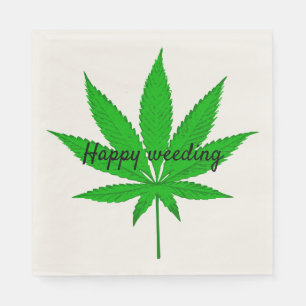 Happy Weeding Wedding Pun Napkins Servet
