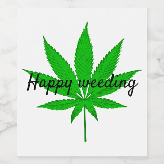 Happy Weeding Wedding Pun Wijn Etiket (Enkel label)