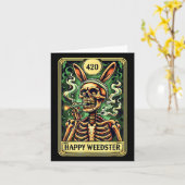 Happy Weedster Easter Skeleton Roken Wiet Tarot Kaart (Gele Bloem)