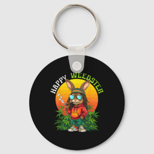Happy Weedster Paashaas Roken Wiet Grappige Mannen Sleutelhanger