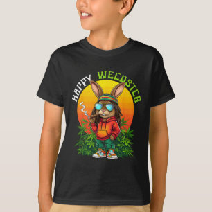 Happy Weedster Paashaas Roken Wiet Grappige Mannen T-shirt