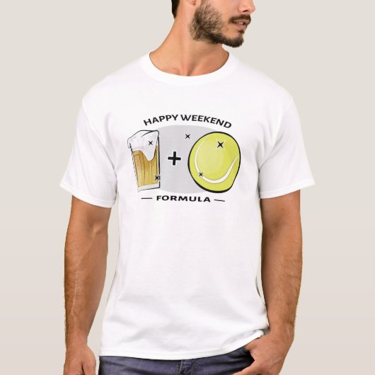 Happy Weekend-formule - Beer en Tennis T-shirt (Voorkant)