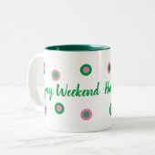 Happy Weekend Tweekleurige Koffiemok (Voorkant links)