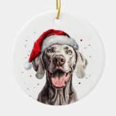 Happy Weimaraner Dog Christmas Personalized Keramisch Ornament (Voorkant)