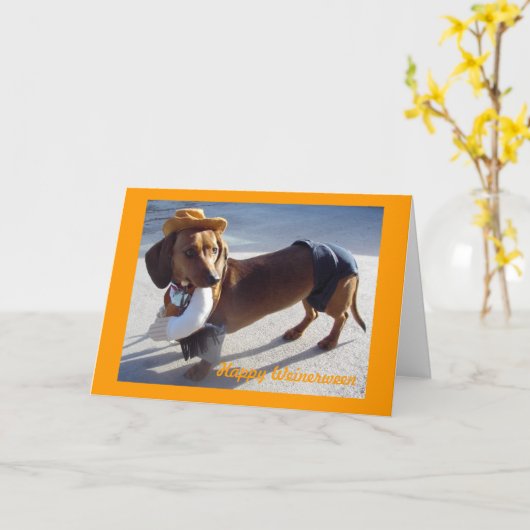 Happy Weinerween Kaart (Gele Bloem)