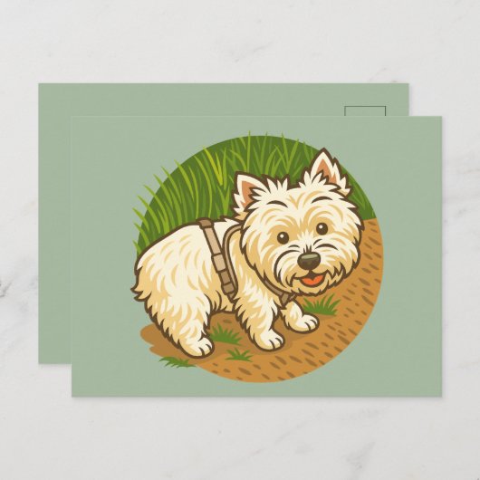 Happy Westie on Nature Trail Briefkaart (Voorkant / Achterkant)