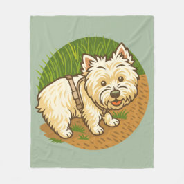 Happy Westie on Nature Trail Fleece Deken