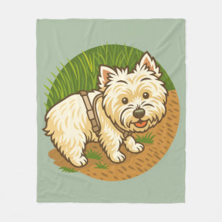 Happy Westie on Nature Trail Fleece Deken