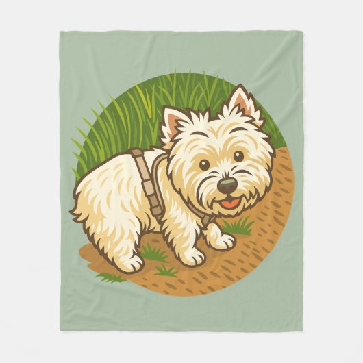 Happy Westie on Nature Trail Fleece Deken (Voorkant)
