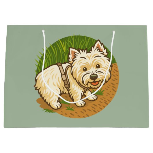 Happy Westie on Nature Trail Groot Cadeauzakje (Voorkant)