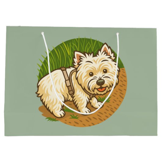 Happy Westie on Nature Trail Groot Cadeauzakje (Achterkant)