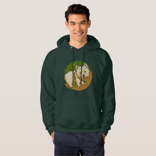 Happy Westie on Nature Trail Hoodie (Voorkant volledig)