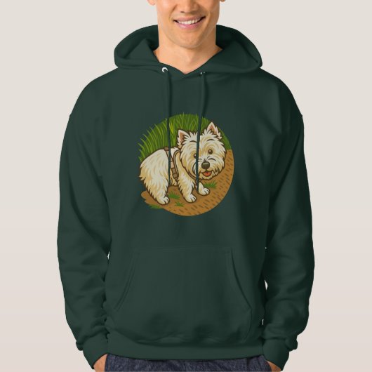 Happy Westie on Nature Trail Hoodie (Voorkant)