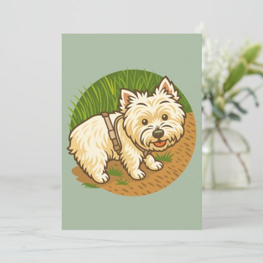 Happy Westie on Nature Trail Kaart (Staand voorkant)