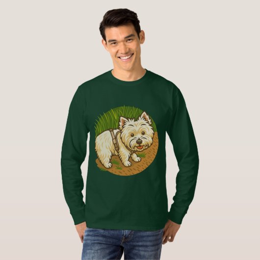 Happy Westie on Nature Trail T-shirt (Voorkant volledig)