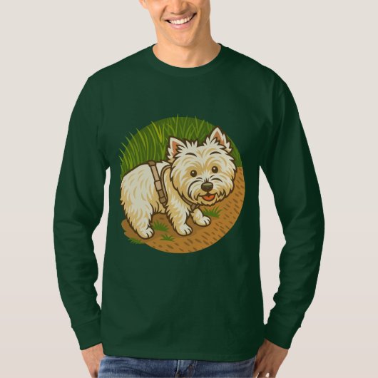 Happy Westie on Nature Trail T-shirt (Voorkant)
