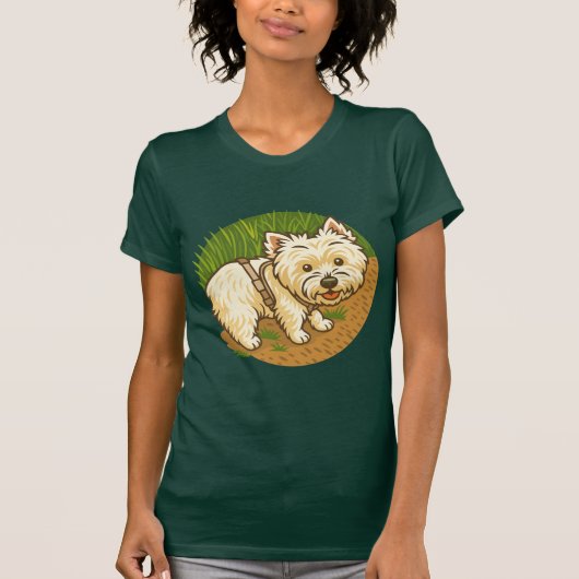 Happy Westie on Nature Trail T-shirt (Voorkant)