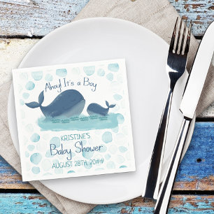 Happy Whale Ahoy Het is een Boy Baby shower Party Servet