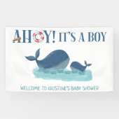 Happy Whale Ahoy Het is een Jongen Baby shower Spandoek (Horizontaal)