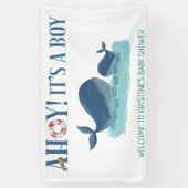 Happy Whale Ahoy Het is een Jongen Baby shower Spandoek (Verticaal)