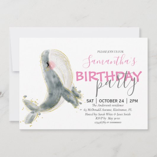 Happy Whale BIRTHDAY-mededeling Aankondiging (Voorkant)