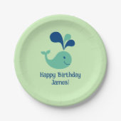 Happy Whale Kinderen verjaardagsfeestje Papieren Bordje (Voorkant)