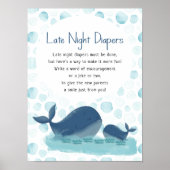 Happy Whale Late Night Diaper Baby shower Game Poster (Voorkant)