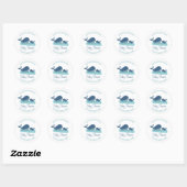 Happy Whale Personalized Boy Baby shower Ronde Sticker (Vel)