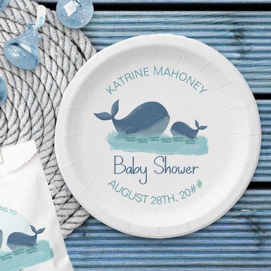 Happy Whale Schattige Baby shower Papier Bord
