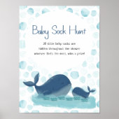 Happy Whale Sock Hunt Baby shower Game Poster (Voorkant)