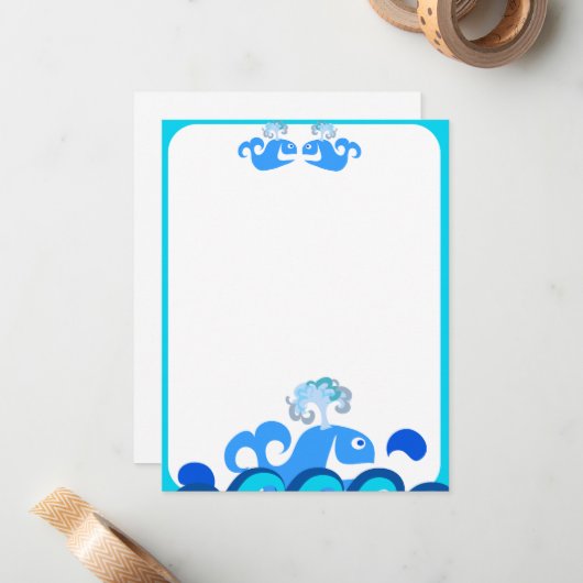 Happy Whale Stationery! Notitiekaartje (Voorkant / Achterkant in situ)