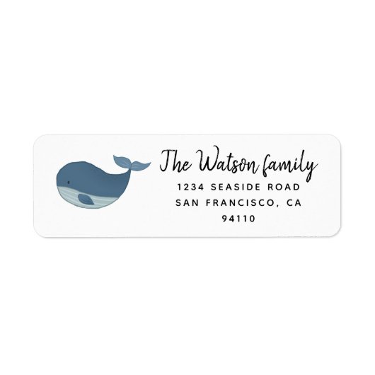 Happy Whale Terug Adres Label (Voorkant)