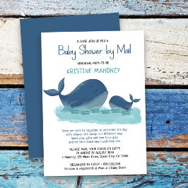 Happy Whale Waterverf Boy Baby shower per Mail Kaart