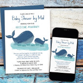 Happy Whale Waterverf Boy Baby shower per Mail Kaart