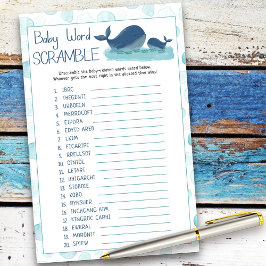 Happy Whales Baby Word Scramble Baby shower Game