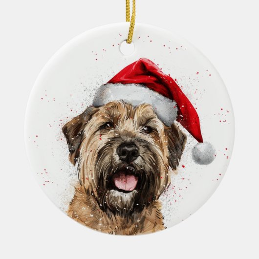 Happy Wheaten Terrier Dog Christmas Personalized Keramisch Ornament (Voorkant)