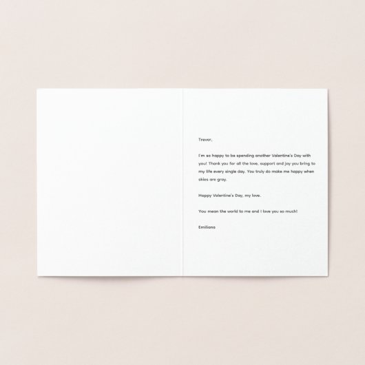 Happy When Skies zijn grijs Valentijn Jubileum Folie Kaarten (Binnen)