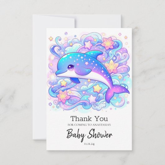 Happy Whimsical Dolphin Baby shower Bedankkaart (Voorkant)