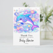 Happy Whimsical Dolphin Baby shower Bedankkaart (Staand voorkant)
