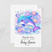 Happy Whimsical Dolphin Baby shower Bedankkaart (Voorkant / Achterkant)