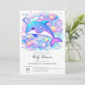Happy Whimsical Dolphin Baby shower Kaart (Staand voorkant)