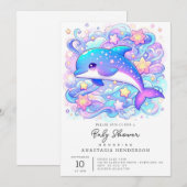 Happy Whimsical Dolphin Baby shower Kaart (Voorkant / Achterkant)