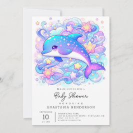 Happy Whimsical Dolphin Baby shower Kaart